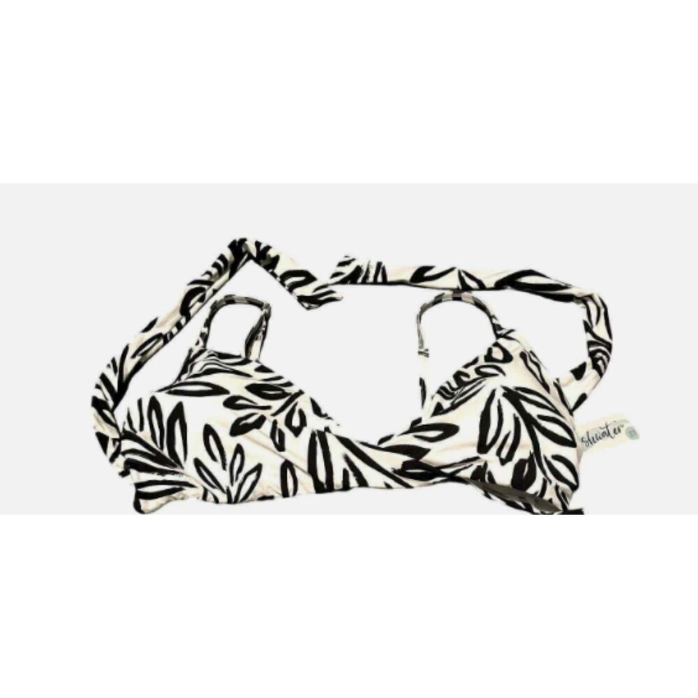 Freshwater Women's Black White Palm Party Bikini Swim Top - Medium